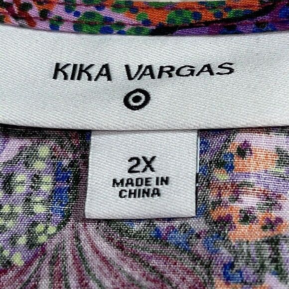 Kika Vargas X Target Top plus size 2X Coral Reef Scallop Edge Wrap Floral Blouse - Picture 8 of 9